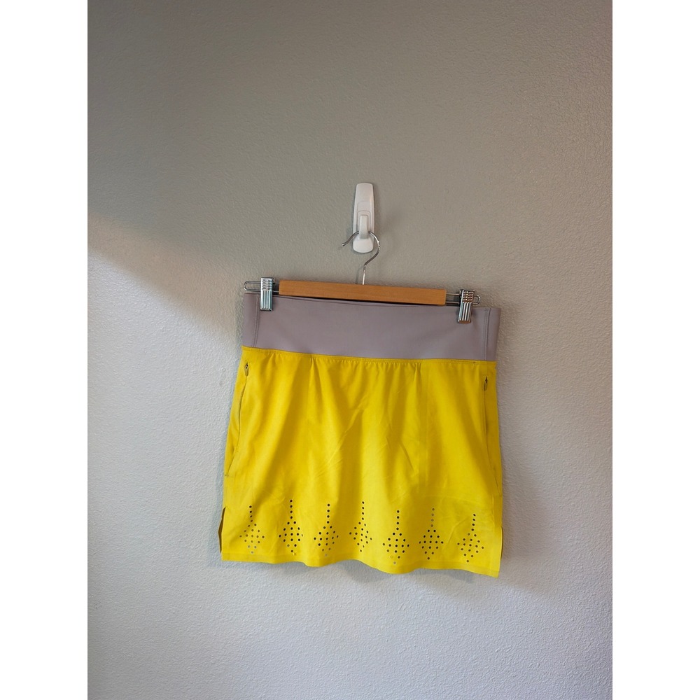 Title Nine Athletic Skort Women XS Yellow Grey Laser Cut Perforated Pockets
